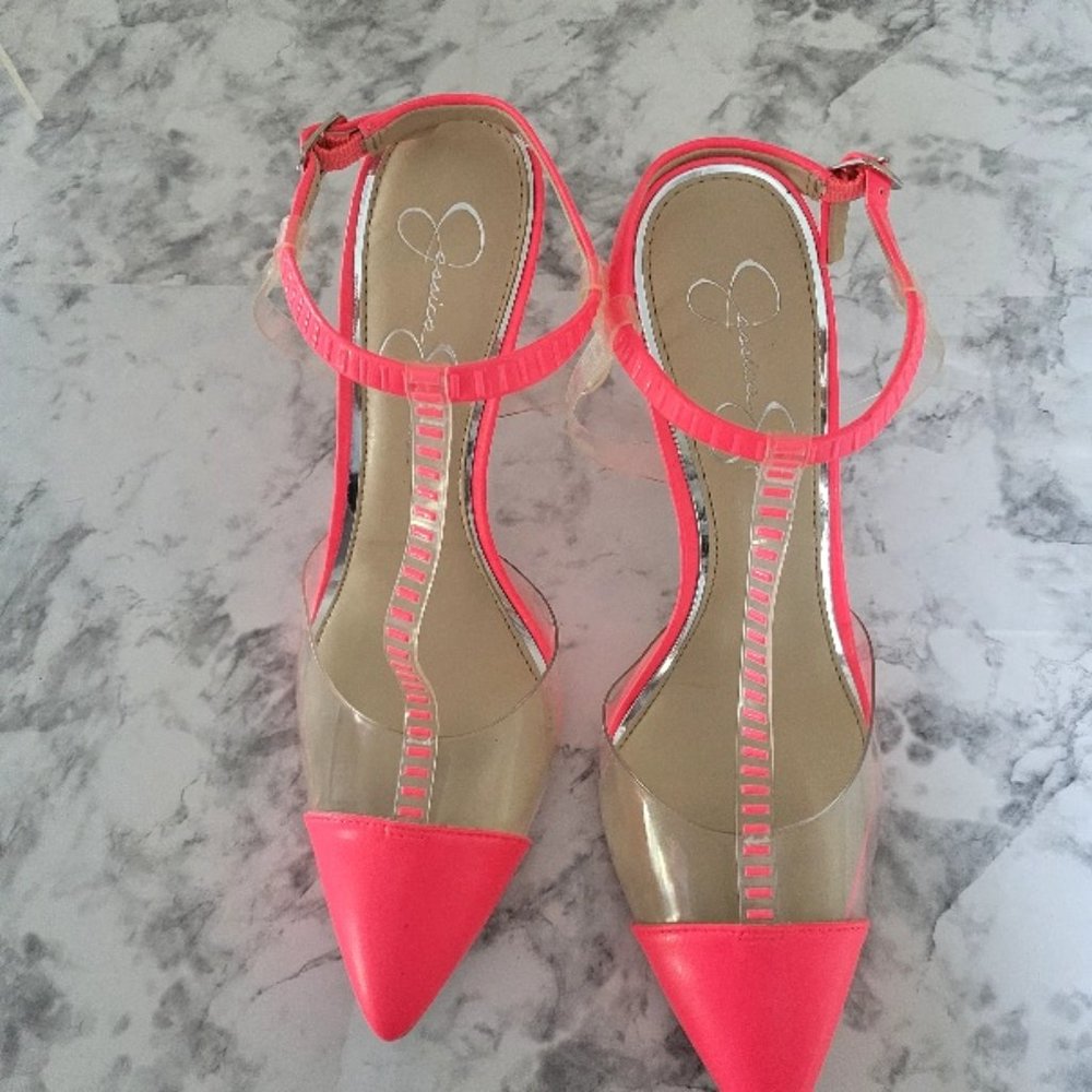 Jessica Simpson Neon Pink Ankle Strap Heels sz10